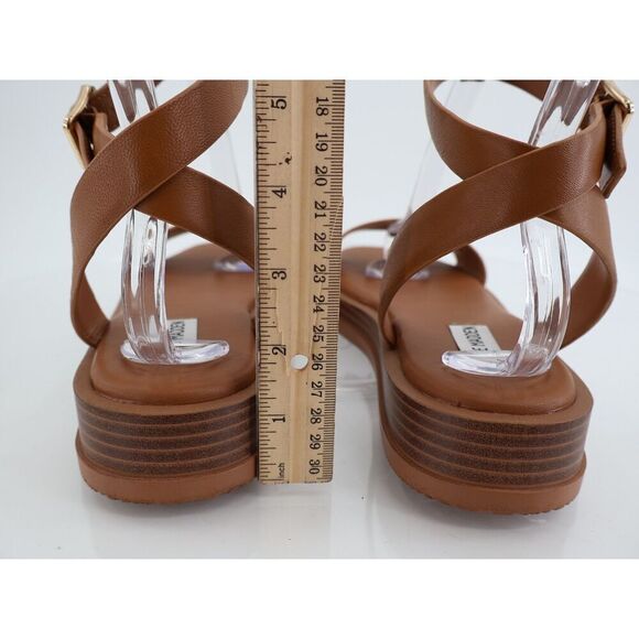 Steve Madden Tristian Sandals Womens 10M Brown Leather Ankle Strap Flatform Shoe - Picture 6 of 11